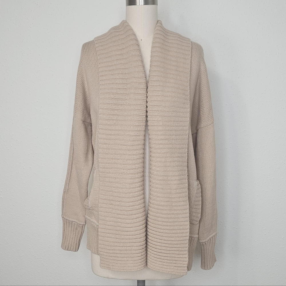 J. Crew Neutral Shawl Collar Chunky Knit Open Cardigan Sweater XS/S